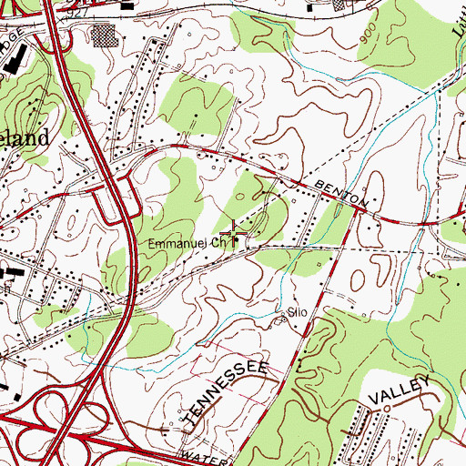 Topographic Map of Emmanuel Church, TN