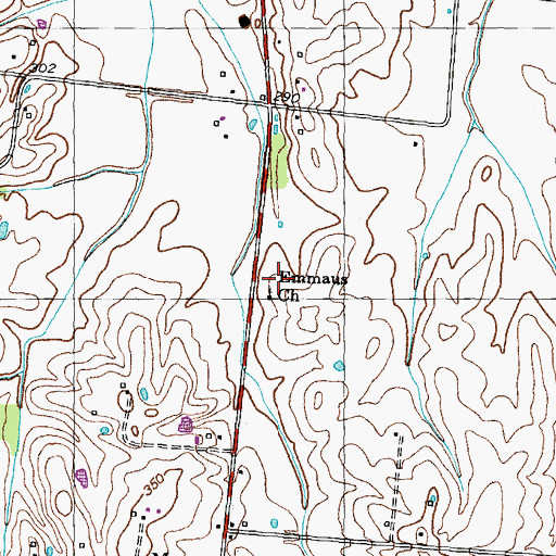 Topographic Map of Emmaus Church, TN