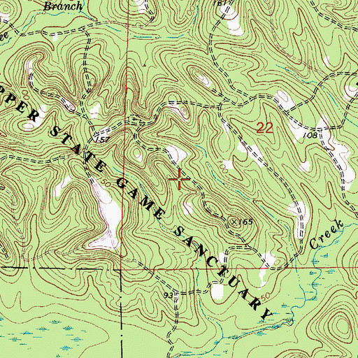 Topographic Map of Upper State Game Sanctuary, AL