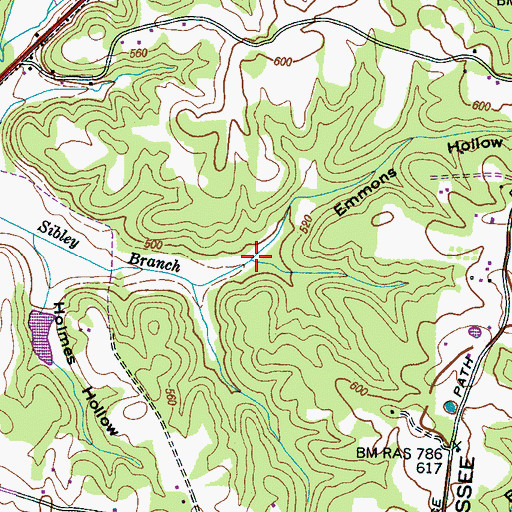 Topographic Map of Emmons Hollow, TN