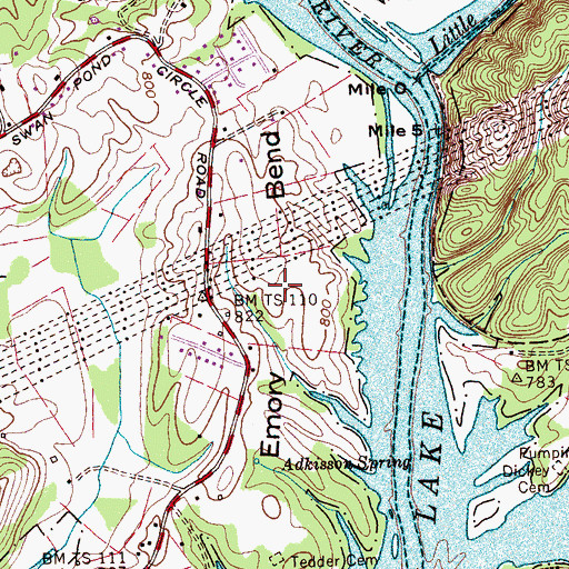 Topographic Map of Emory Bend, TN