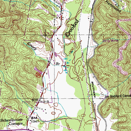 Topographic Map of Emory Branch, TN