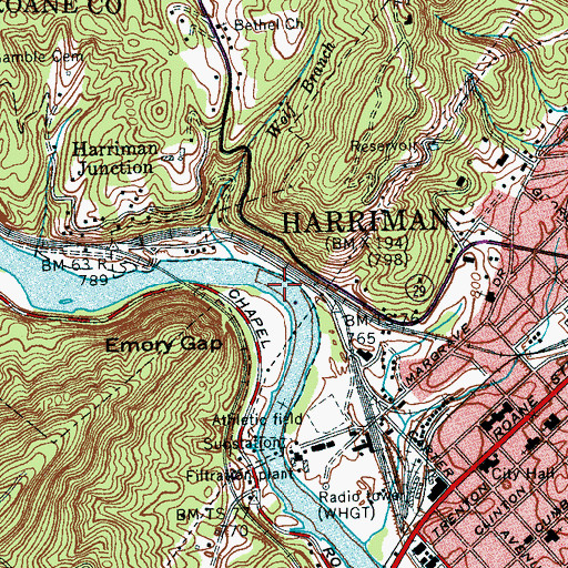 Topographic Map of Emory Gap, TN