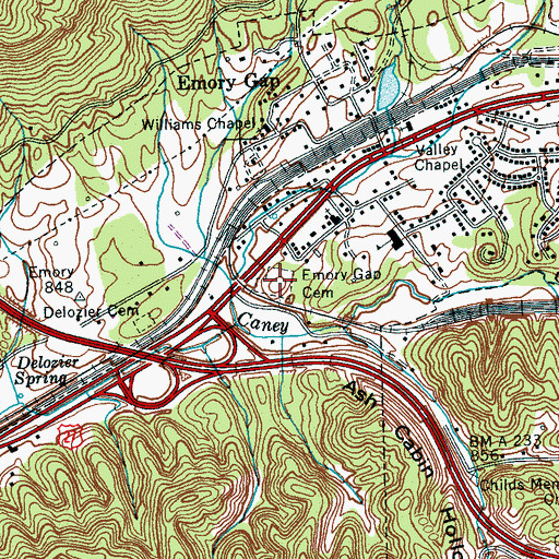 Topographic Map of Emory Gap Cemetery, TN