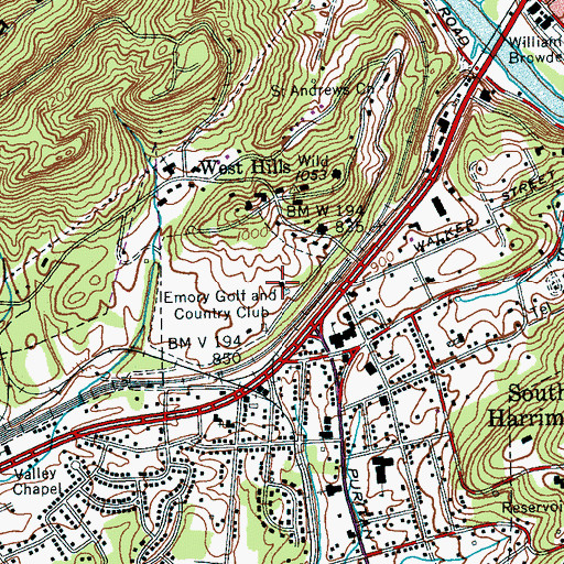 Topographic Map of Emory Golf and Country Club, TN