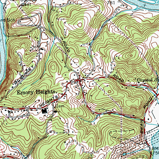 Topographic Map of Emory Heights, TN