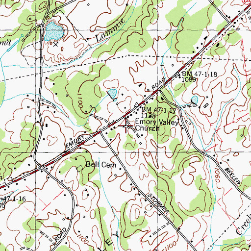 Topographic Map of Emory Valley Church, TN