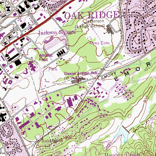 Topographic Map of Emory Valley School, TN