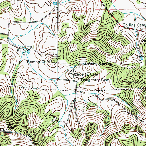 Topographic Map of Endsley Cemetery, TN