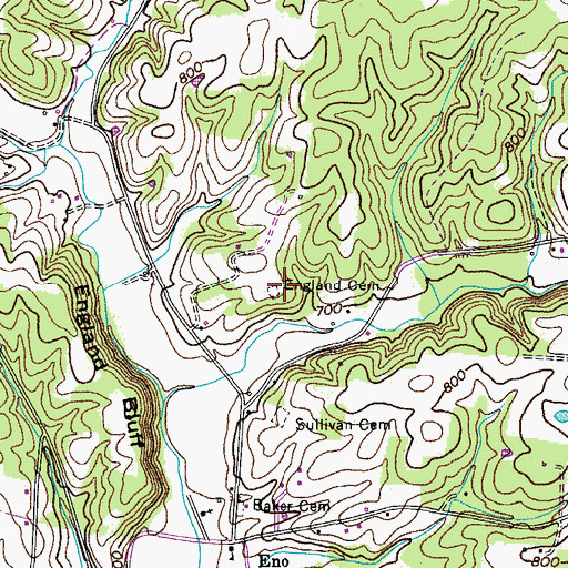 Topographic Map of England Cemetery, TN