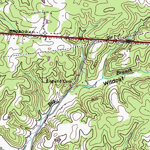 Topographic Map of England Cemetery, TN