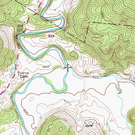 Topographic Map of England Cove, TN
