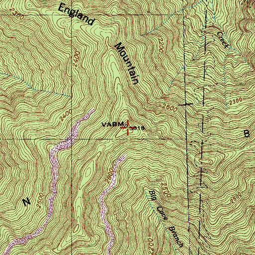 Topographic Map of England Mountain, TN
