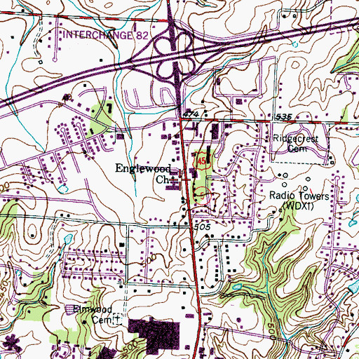 Topographic Map of Englewood Church, TN