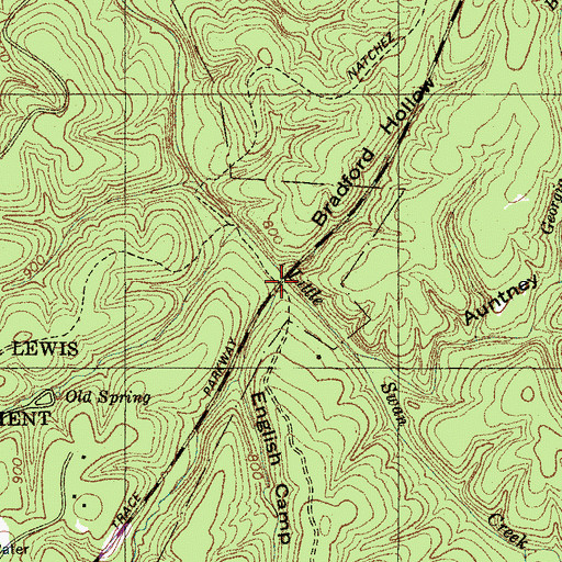 Topographic Map of English Camp Hollow, TN