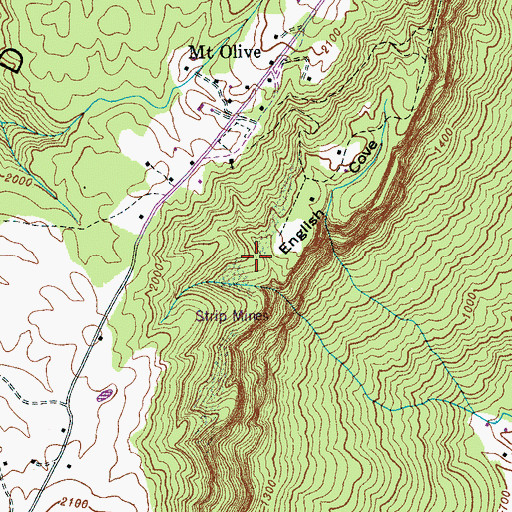 Topographic Map of English Cove, TN
