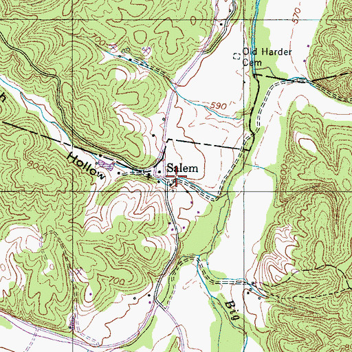 Topographic Map of English Hollow, TN