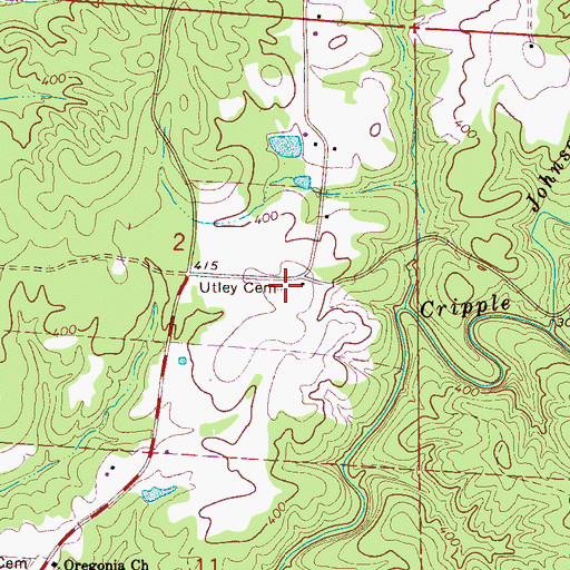 Topographic Map of Utley Cemetery, AL