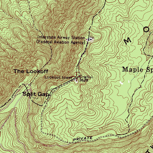 Topographic Map of English Mountain, TN