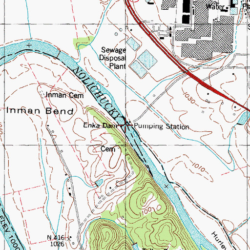 Topographic Map of Enka Dam, TN