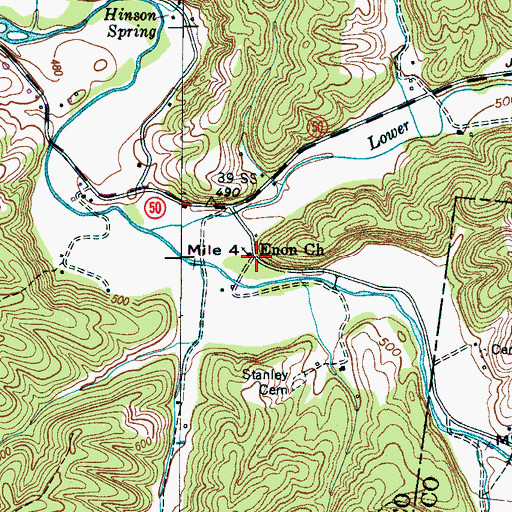 Topographic Map of Enon Church, TN