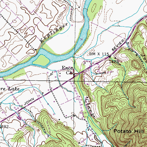 Topographic Map of Enon Church, TN