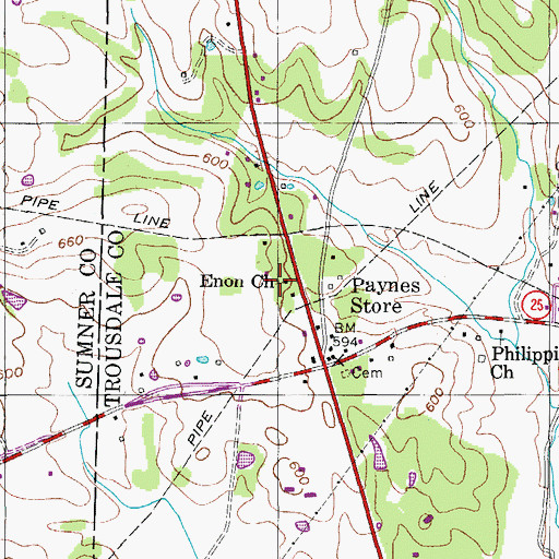 Topographic Map of Enon Church, TN