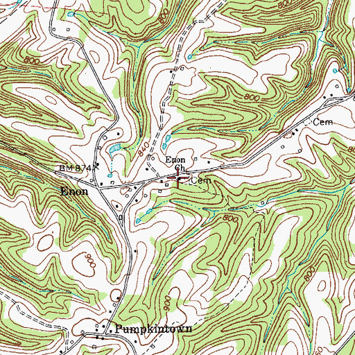 Topographic Map of Enon Church, TN