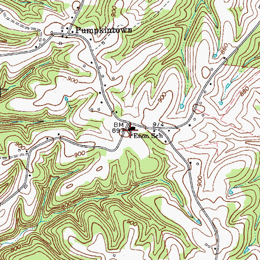 Topographic Map of Enon School, TN
