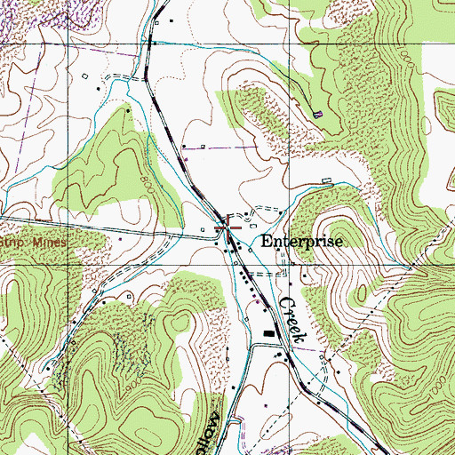 Topographic Map of Enterprise, TN