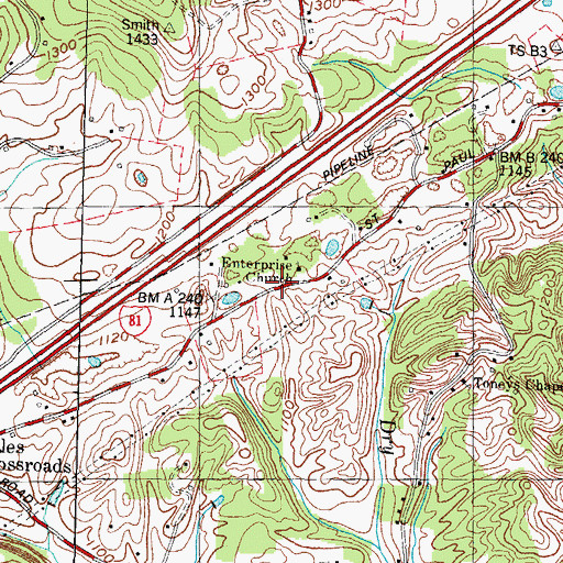 Topographic Map of Enterprise Church, TN