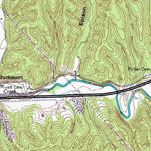 Topographic Map of Epison Hollow, TN