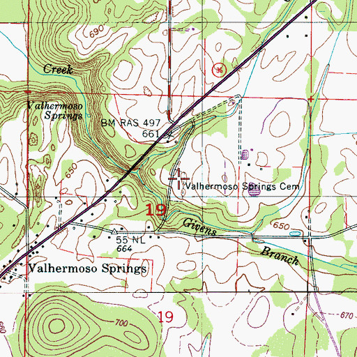 Topographic Map of Valhermoso Springs Cemetery, AL