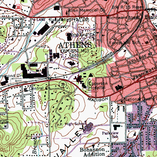 Topographic Map of Starr Regional Medical Center - Athens, TN