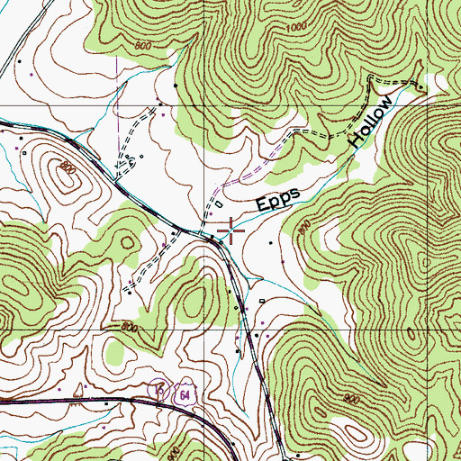 Topographic Map of Epps Hollow, TN