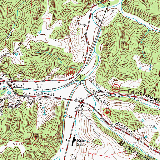Topographic Map of Erin Branch, TN