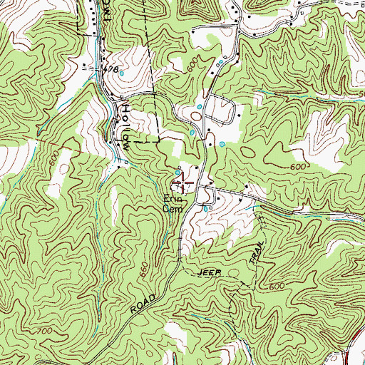 Topographic Map of Erin Cemetery, TN