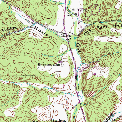 Topographic Map of Erranton Cemetery, TN