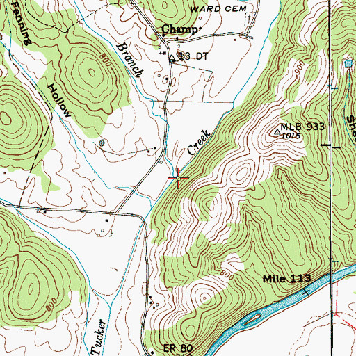Topographic Map of Eslick Branch, TN