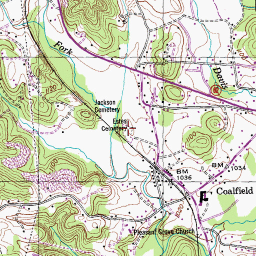 Topographic Map of Estes Cemetery, TN