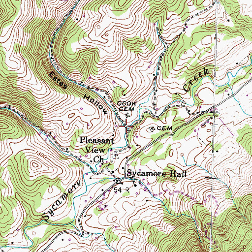 Topographic Map of Estes Hollow, TN