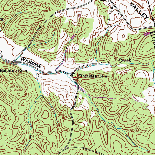 Topographic Map of Etheridge Cemetery, TN