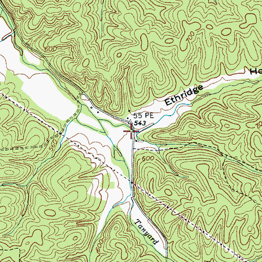 Topographic Map of Ethridge Hollow, TN