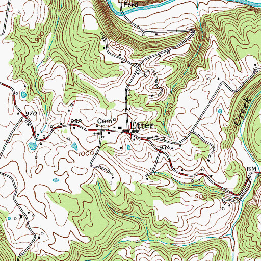 Topographic Map of Etter, TN