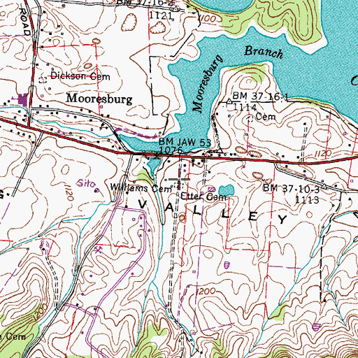 Topographic Map of Etter Cemetery, TN