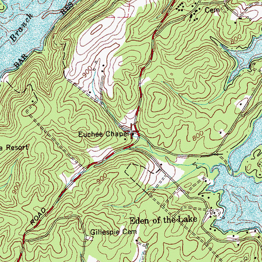 Topographic Map of Euchee Chapel, TN