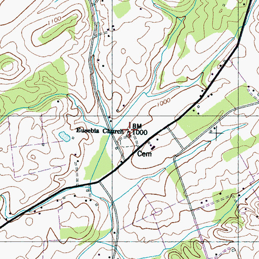 Topographic Map of Eusebia Presbyterian Church, TN