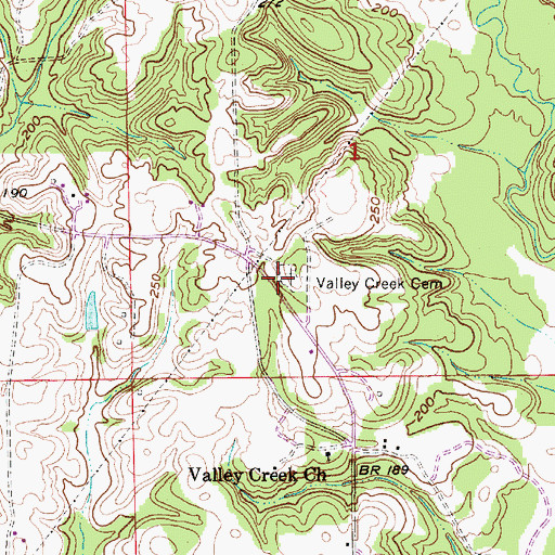 Topographic Map of Valley Creek Cemetery, AL