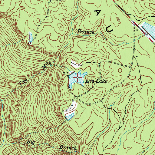 Topographic Map of Eva Lake, TN