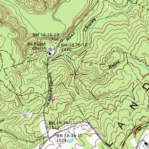 Topographic Map of Evans Branch, TN